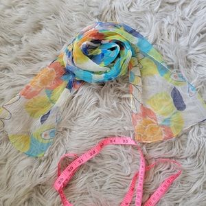 60s Mod Vintage Scarf Neck Scarf Nylon Lightweight Colorful